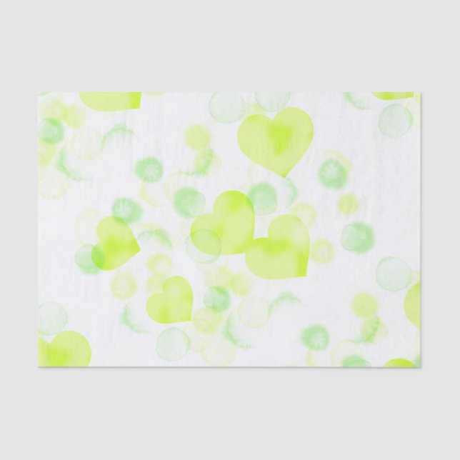 Papel De Seda Corazones de amor amarillo limón (Anverso)