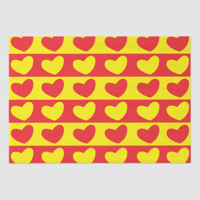 Papel De Seda Corazones de amor amarillos rojos (Anverso)