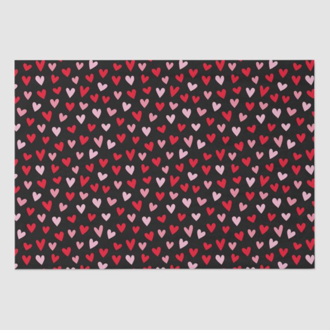 Papel De Seda Corazones de amor rosados Red Black Valentine (Anverso)