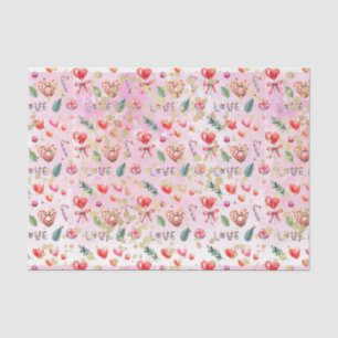 Papel De Seda Corazones de amor rosados (serie de diseño 56 rosa