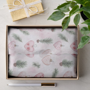 Papel De Seda Corazones de color rosa carmín Piñas de Navidad