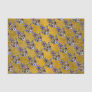 Papel De Seda Corazones de Hamsa Flores Ópalo Arte en Oro