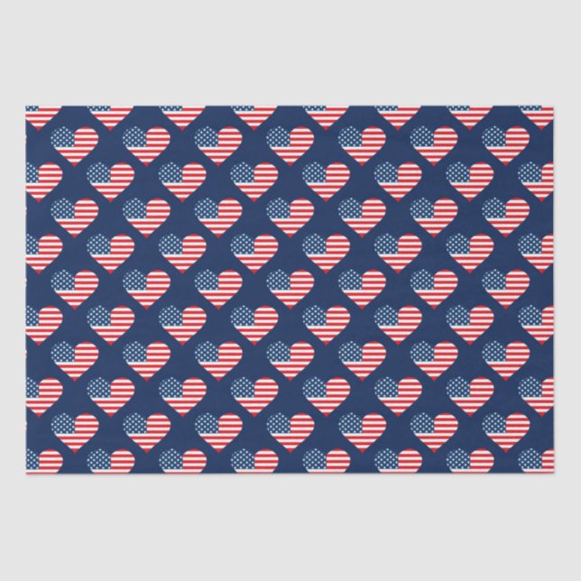 Papel De Seda Corazones de la bandera de los Estados Unidos, bla (Anverso)