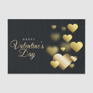 Papel De Seda Corazones de oro sofisticados sobre un fondo negro