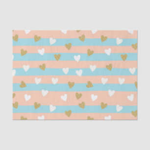 Papel De Seda Corazones de Pastel Adorable con Raya y Dorado Bri