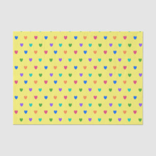 Papel De Seda Corazones de polka arcoiris sobre amarillo