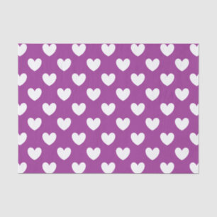 Papel De Seda Corazones de polka blanca en morado
