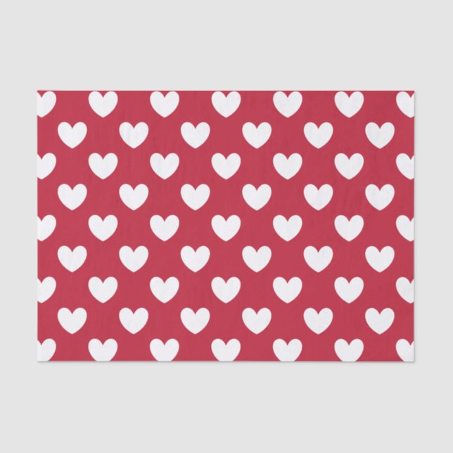 Papel De Seda Corazones de polka blanca y roja (Anverso)