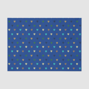 Papel De Seda Corazones de polka en tonos azul pavo real