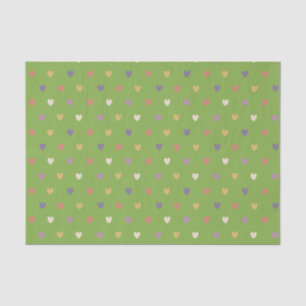 Papel De Seda Corazones de polka en verde vegetal