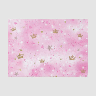 Papel De Seda Corazones de Princesa Rosa Estrellas y Coronas Fie