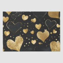 Corazones de San Valentín con tinta negra y dorada