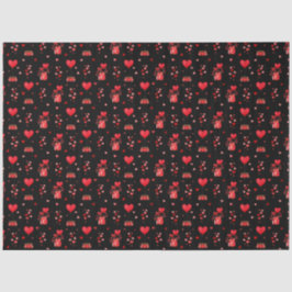 Papel De Seda Corazones de San Valentín y globos sobre negro