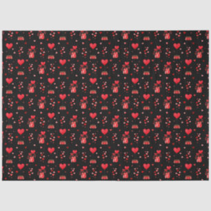 Papel De Seda Corazones de San Valentín y globos sobre negro
