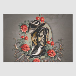 Papel De Seda Corazones de vaquero: un poema de botas y flores.