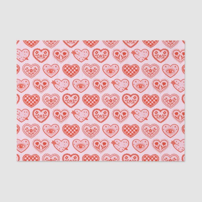 Papel De Seda Corazones Decorados (Anverso)