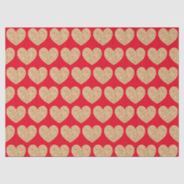 Papel De Seda Corazones dorados sobre fondo rojo