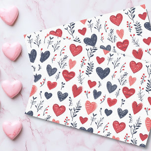 Papel De Seda Corazones escandinavas el día de San Valentín