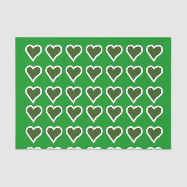 Papel De Seda Corazones irlandeses verdes (Anverso)