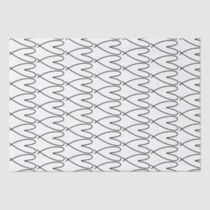 Papel De Seda Corazones Lindos Caprichosos de Blanco y Negro