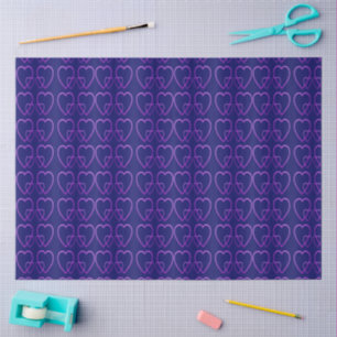 Papel De Seda Corazones morados en pala de pickleball azul