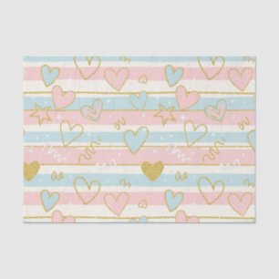 Papel De Seda Corazones pastel elegantes con acentos de franja d