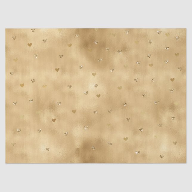Papel De Seda Corazones Purpurinas Glam Gold (Anverso)