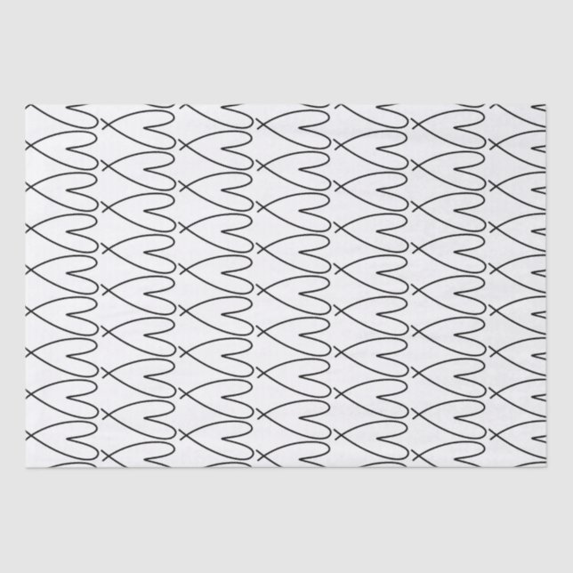 Papel De Seda Corazones ricas de blanco y negro (Anverso)