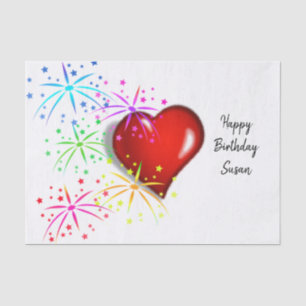 Papel De Seda Corazones rojas del periódico de cumpleaños feliz