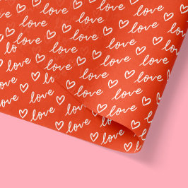 Papel De Seda Corazones rojos dibujados a mano con garabatos de 