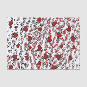 Papel De Seda Corazones rojos dispersos/ blancos