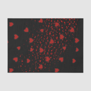 Papel De Seda Corazones rojos dispersos/ negros