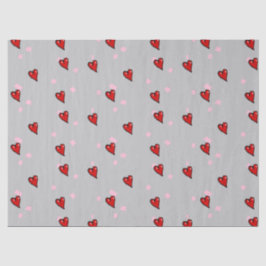 Papel De Seda Corazones rojos en gris