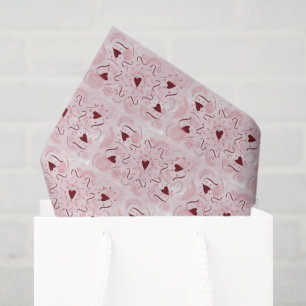 Papel De Seda Corazones rojos en un campo marcadamente rosado
