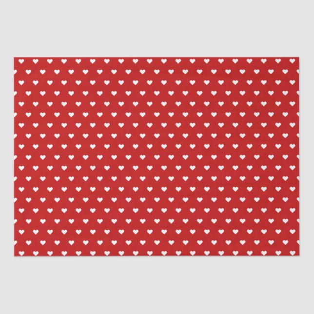 Papel De Seda Corazones Rojos y Blancos | Personalizado (Anverso)