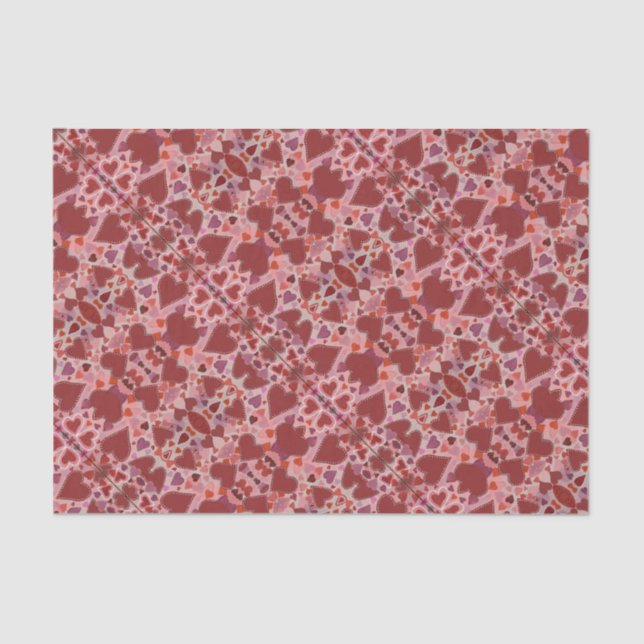 Papel De Seda corazones rojos y rosas (Anverso)