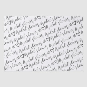 Papel De Seda Corazones románticos anillos Black Pattern Bridal