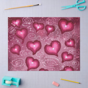 Papel De Seda Corazones rosados giran hacia abajo desenlace de p