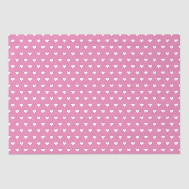 Papel De Seda Corazones rosados y blancos bonitos | Personalizad (Anverso)