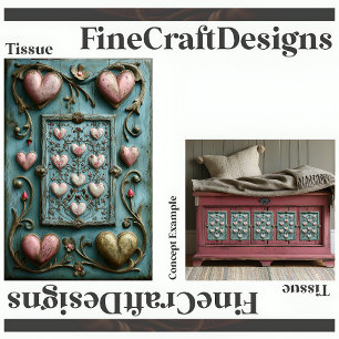 Papel De Seda Corazones Shabby Chic + Enredaderas Decoupage Dere