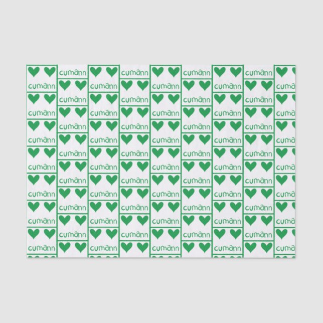 Papel De Seda Corazones verdes irlandeses (Anverso)