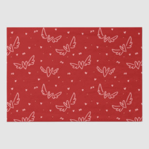 Papel De Seda Corazones y alas en rojo