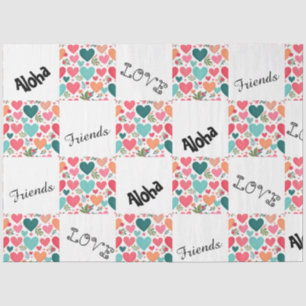 Papel De Seda Corazones y flores tropicales Día de San Valentín