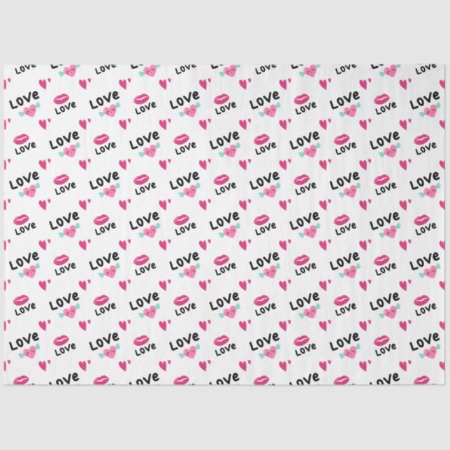 Papel De Seda Corazones y labios de amor (Anverso)