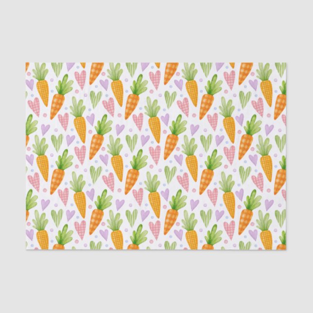 Papel De Seda Corazones y zanahorias cortas (Anverso)