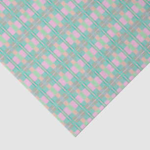 Papel De Seda Corbata de cuello con patrón azul rosa verde turqu