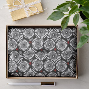 Papel De Seda Corbata de flores blancas y negras retro