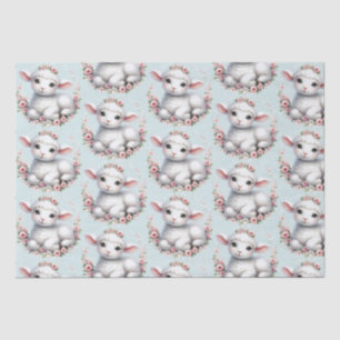 Papel De Seda Cordero dulce con Ilustracion de corona floral