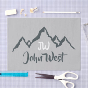 Papel De Seda Cordillera personalizable con monograma dibujado a