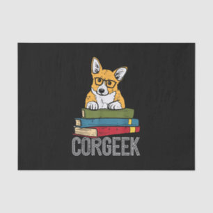 Papel De Seda Corgeek Book Lover Welsh Corgi Gracioso Perro Nerd